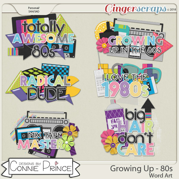 Growing Up 80s - Word Art Pack by Connie Prince