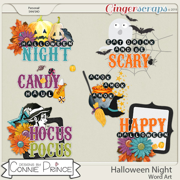 Halloween Night - Word Art Pack by Connie Prince