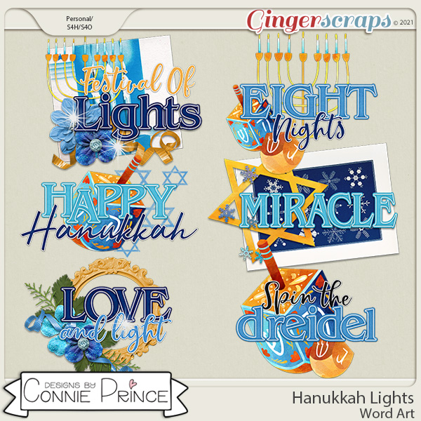 Hanukkah Lights  - Word Art Pack by Connie Prince