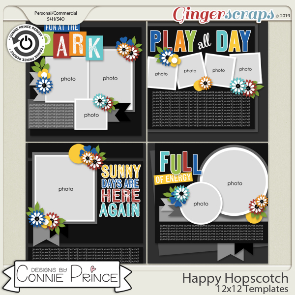 Happy Hopscotch - 12x12 Templates (CU Ok) by Connie Prince