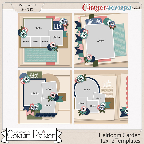 Heirloom Garden -  12x12 Templates (CU Ok) by Connie Prince