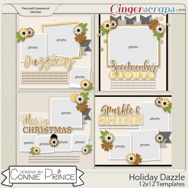 Holiday Dazzle - 12x12 Templates (CU Ok) by Connie Prince