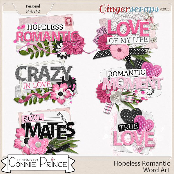 Hopeless Romantic - Word Art Pack by Connie Prince