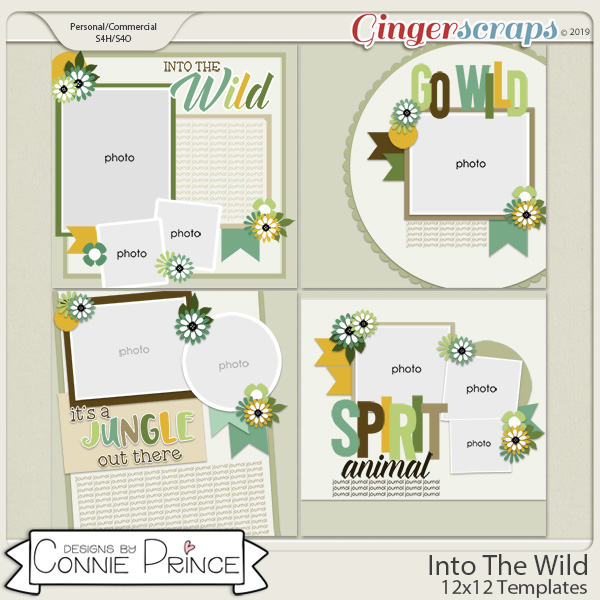 Into The Wild - 12x12 Templates (CU Ok) by Connie Prince