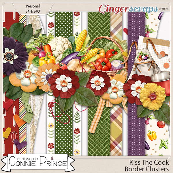 Kiss The Cook - Border Clusters  by Connie Prince
