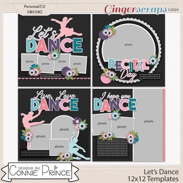 Let's Dance - 12x12 Templates by Connie Prince