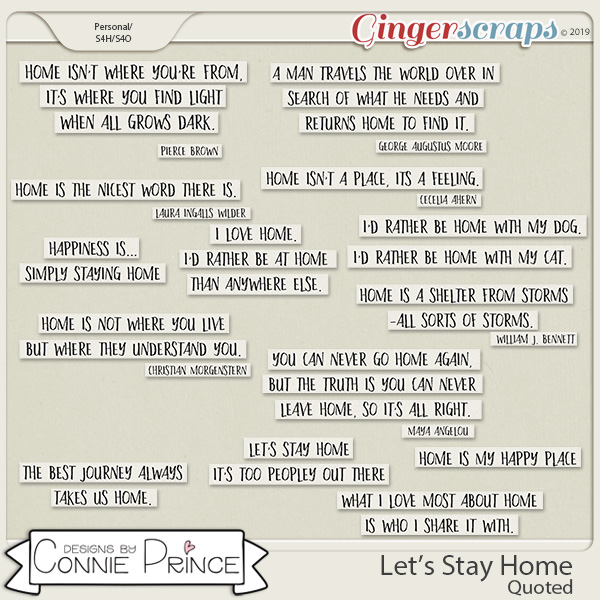 Let's Stay Home - Quoted by Connie Prince