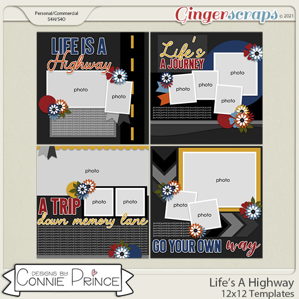 Life's A Highway - 12x12 Templates (CU Ok) by Connie Prince