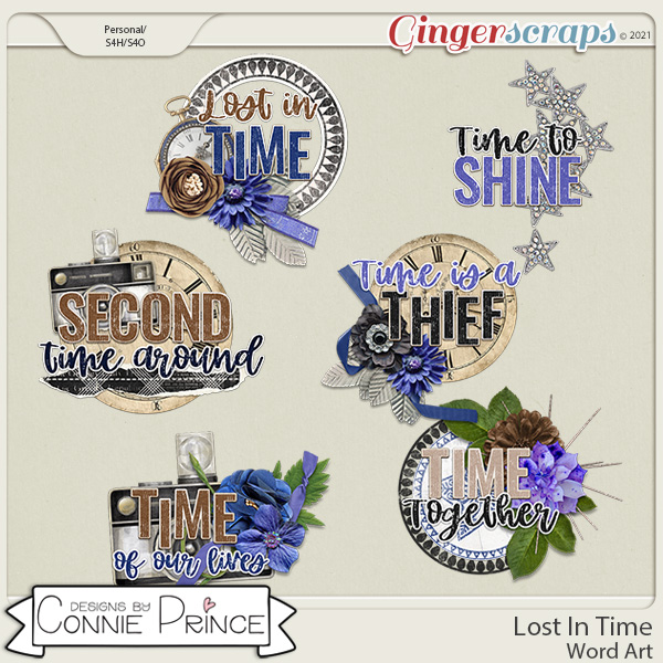 Lost In Time  - Word Art Pack by Connie Prince