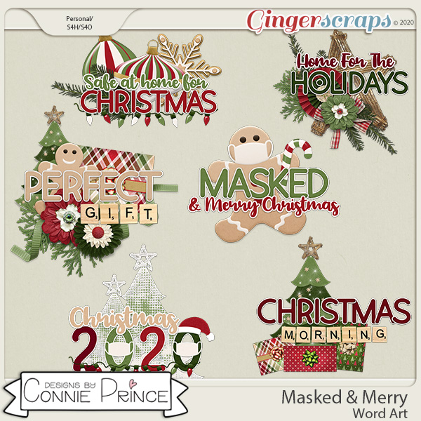 Masked & Merry - Word Art Pack by Connie Prince