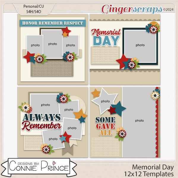 Memorial Day - 12x12 Templates by Connie Prince