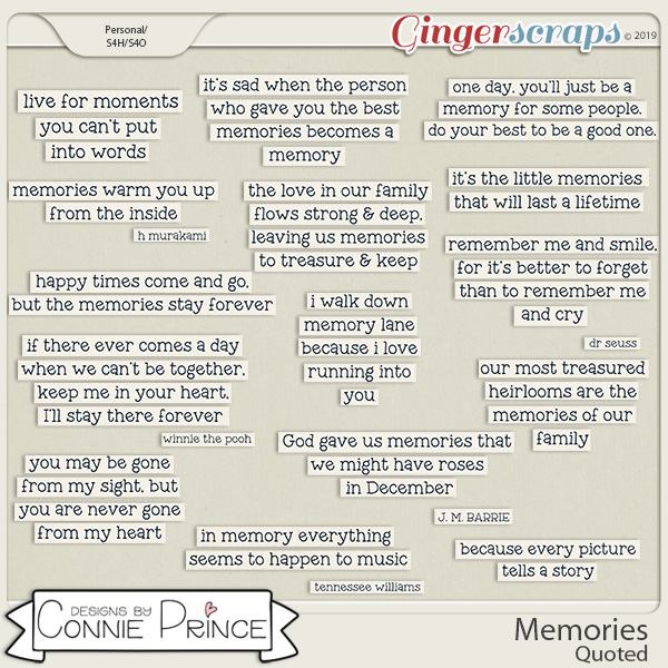 Memories - Quoted by Connie Prince