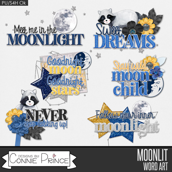 Moonlit - Word Art Pack by Connie Prince