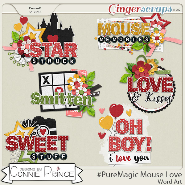 PureMagic: Mouse Love - Word Art Pack by Connie Prince