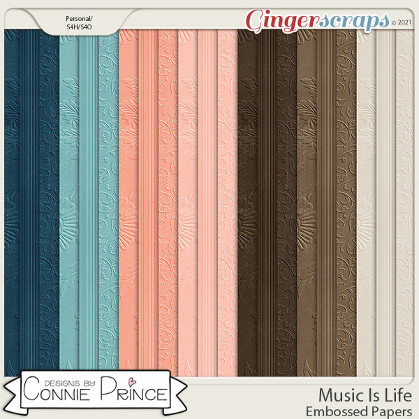 Music Is Life - Embossed Papers by Connie Prince