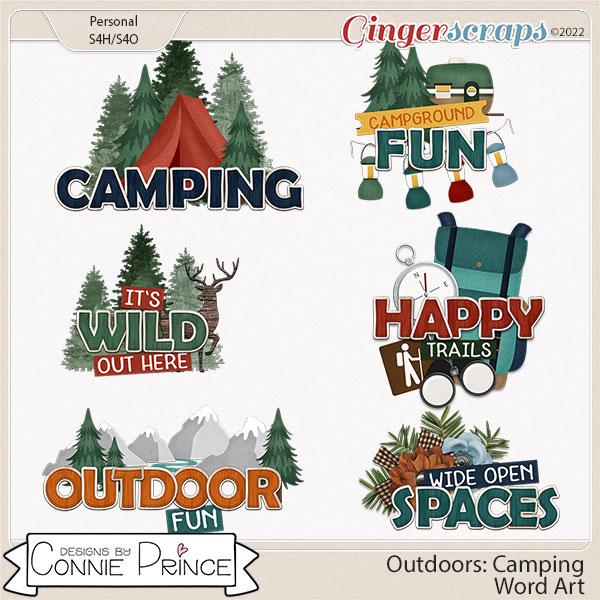 Outdoors: Camping - Word Art Pack by Connie Prince