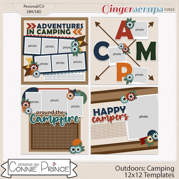 Outdoors: Camping - 12x12 Templates by Connie Prince (CU OK)