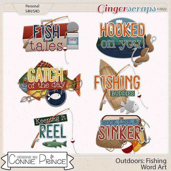 Outdoors: Fishing - Word Art Pack by Connie Prince