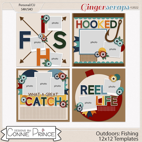 Outdoors: Fishing - 12x12 Templates by Connie Prince (CU OK)