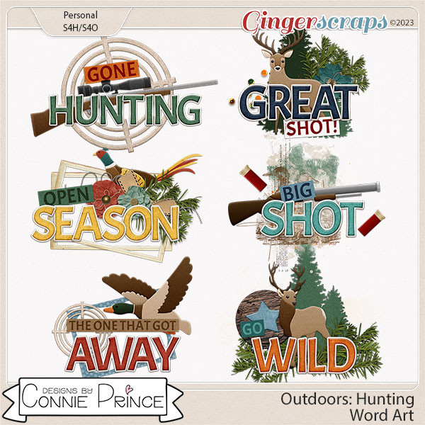 Outdoors: Hunting - Word Art Pack by Connie Prince