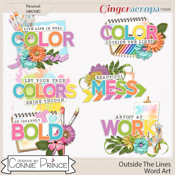 Outside The Lines - Word Art Pack by Connie Prince