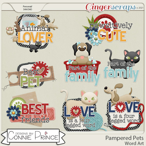 Pampered Pets  - Word Art Pack by Connie Prince