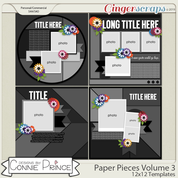 Paper Pieces Volume 3 - 12x12 Temps (CU Ok) by Connie Prince