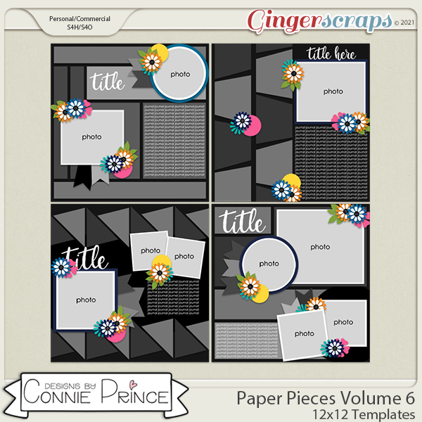 Paper Pieces Volume 6- 12x12 Temps (CU Ok) by Connie Prince