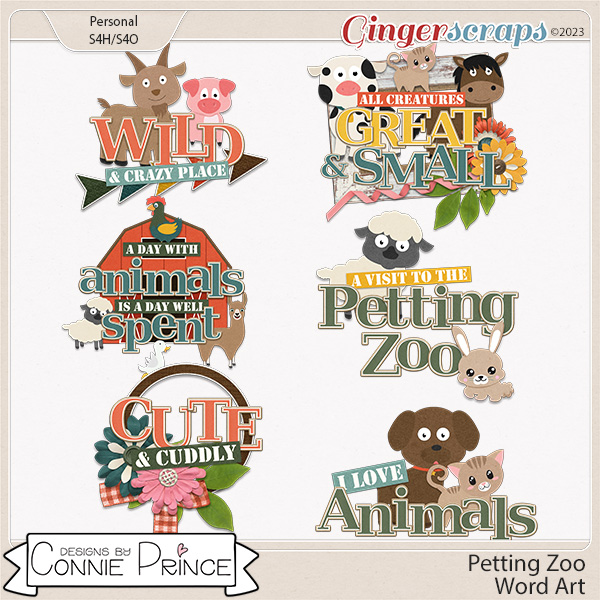 Petting Zoo - Word Art Pack by Connie Prince