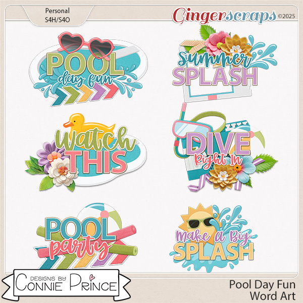 Pool Day Fun - Word Art Pack by Connie Prince