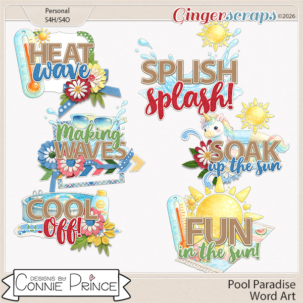 Pool Paradise - Word Art Pack by Connie Prince