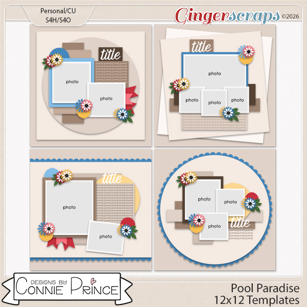 Pool Paradise -  12x12 Templates (CU Ok) by Connie Prince
