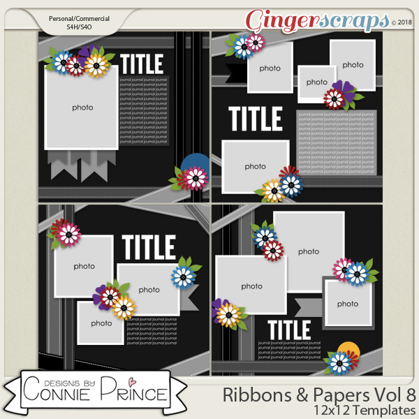 Ribbons & Papers Volume 8 - 12x12 Temps (CU Ok) by Connie Prince