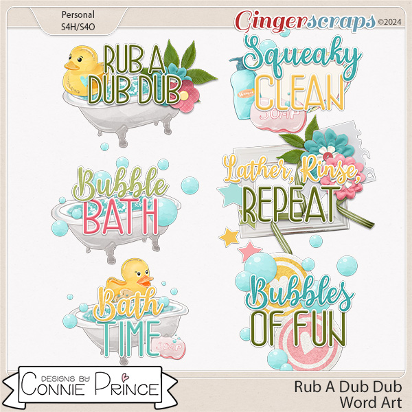 Rub A Dub Dub - Word Art Pack by Connie Prince