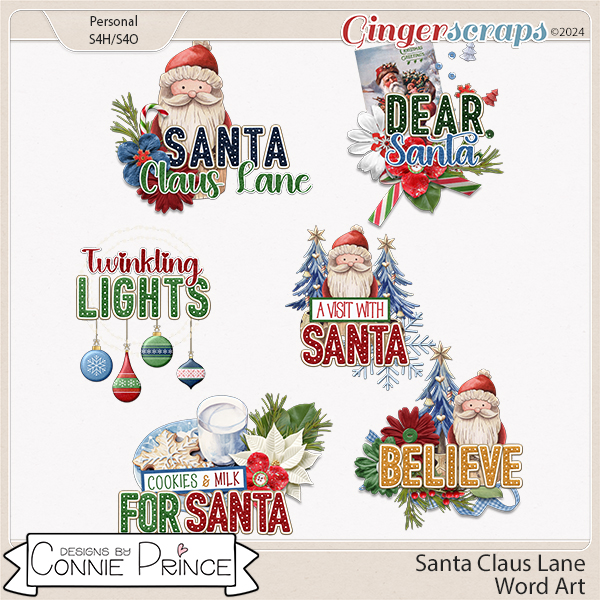 Santa Claus Lane - Word Art Pack by Connie Prince