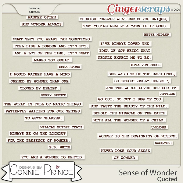 Sense of Wonder - Quoted by Connie Prince