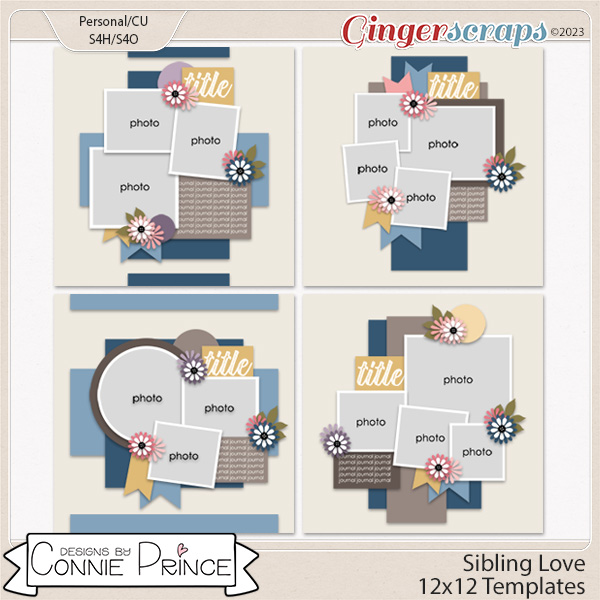 Sibling Love - 12x12 Templates by Connie Prince