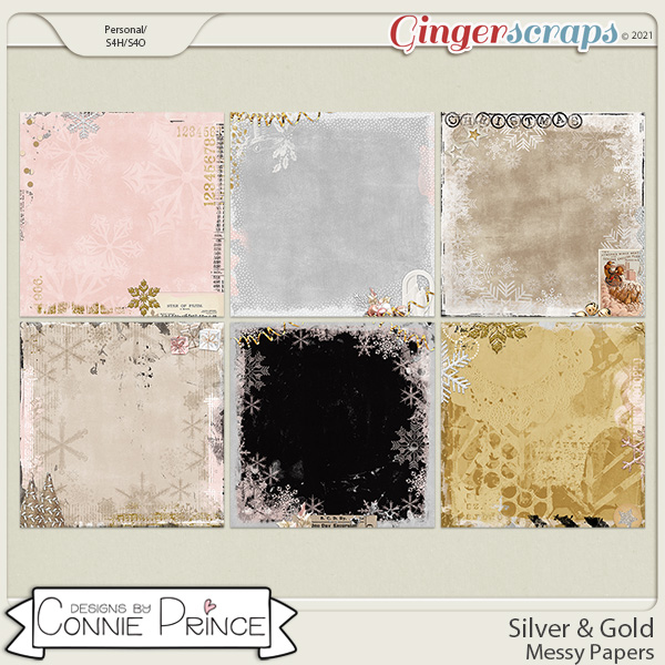 Silver & Gold  - Messy Papers by Connie Prince