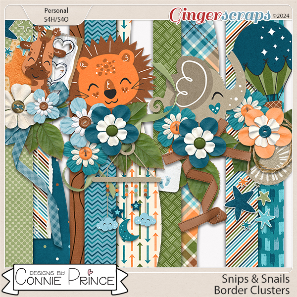 Snips & Snails - Border Clusters  by Connie Prince