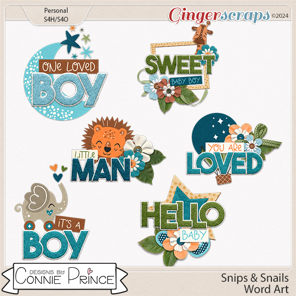 Snips & Snails - Word Art Pack by Connie Prince