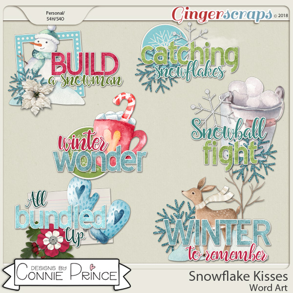 Snowflake Kisses - Word Art Pack by Connie Prince