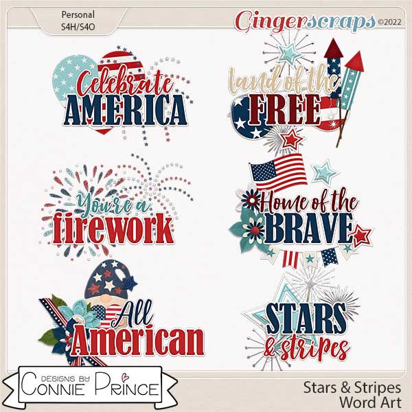 Stars & Stripes - Word Art Pack by Connie Prince