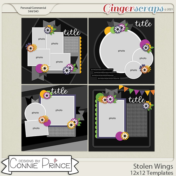 Stolen Wings  - 12x12 Templates (CU Ok) by Connie Prince