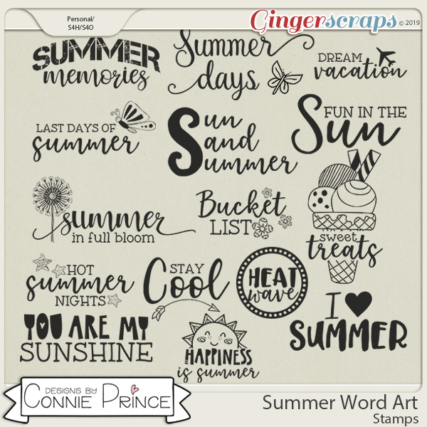 Summer Word Art Stamps by Connie Prince