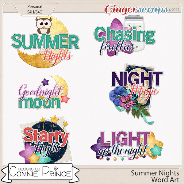 Summer Nights - Word Art Pack by Connie Prince