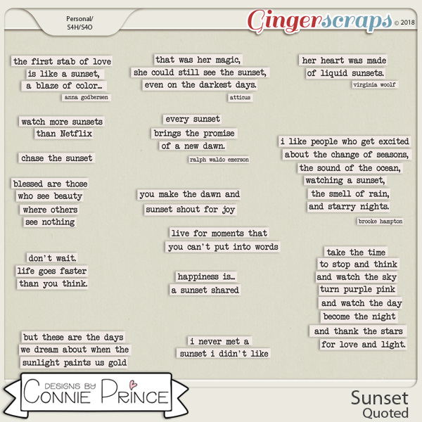 Sunset - Quoted by Connie Prince