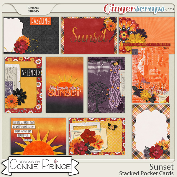 Sunset - Stacked Pocket Cards by Connie Prince