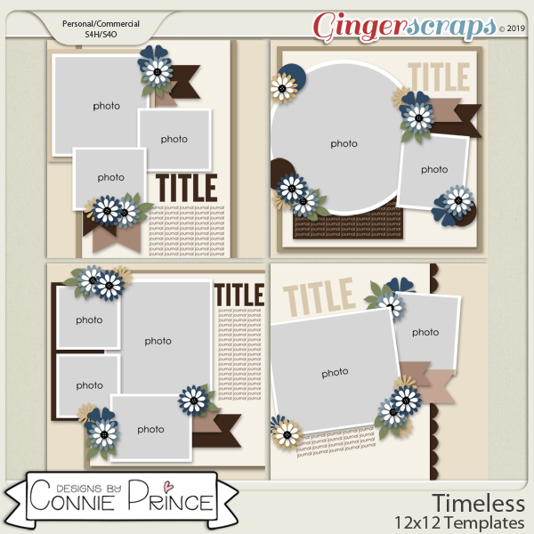 Timeless - 12x12 Templates (CU Ok) by Connie Prince