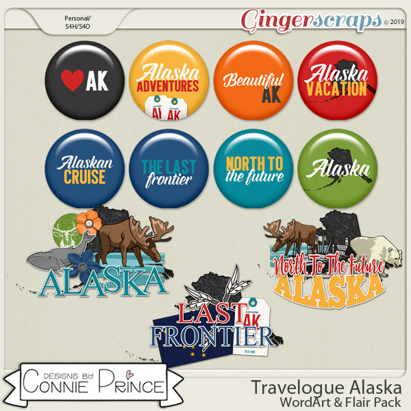 Travelogue Alaska - Word Art & Flair Pack by Connie Prince