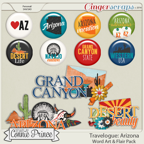 Travelogue Arizona - Word Art & Flair Pack